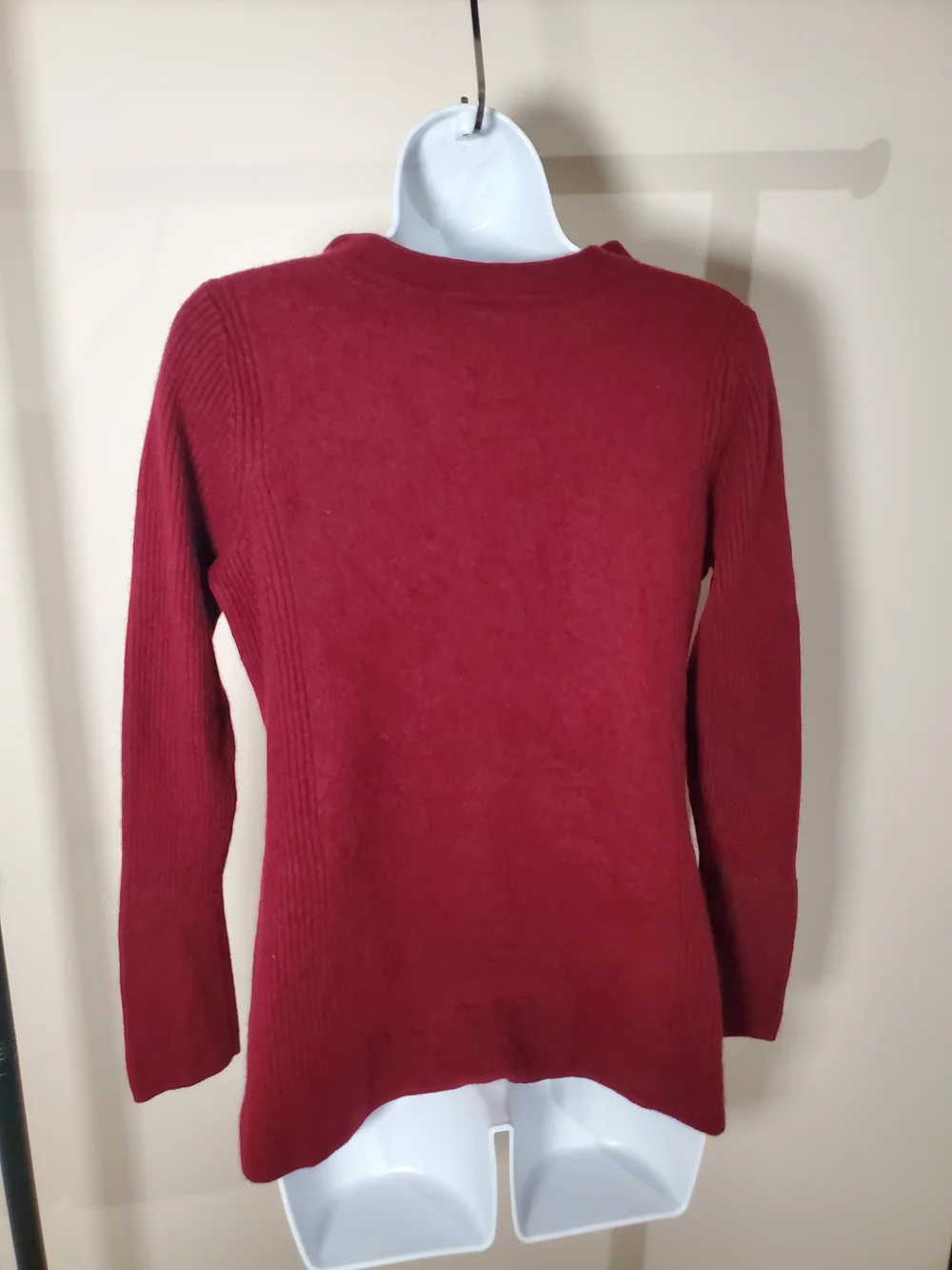 Isaac Mizrahi Live Cashmere V-Neck Tunic Sweater Burgundy Large